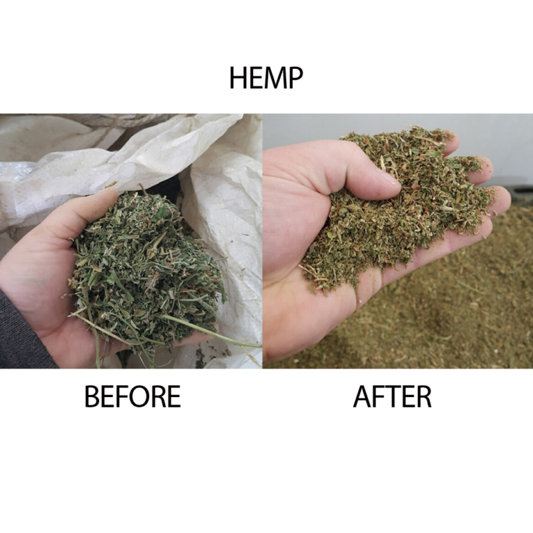 Hemp before and after shredding
