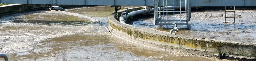 Municipal sewage treatment plant while working