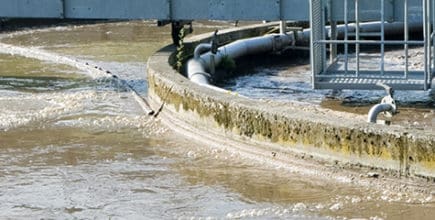 Municipal sewage treatment plant while working