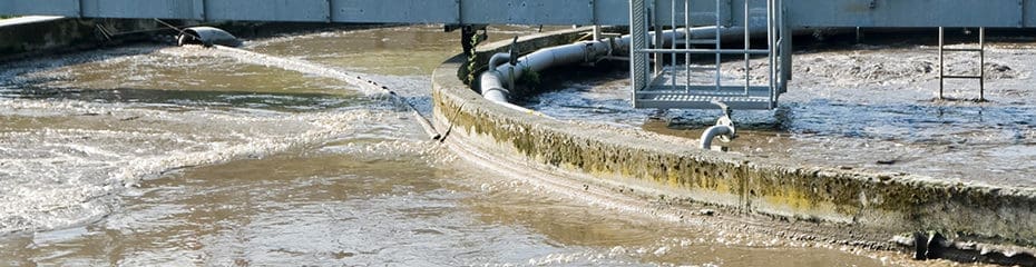 Municipal sewage treatment plant while working