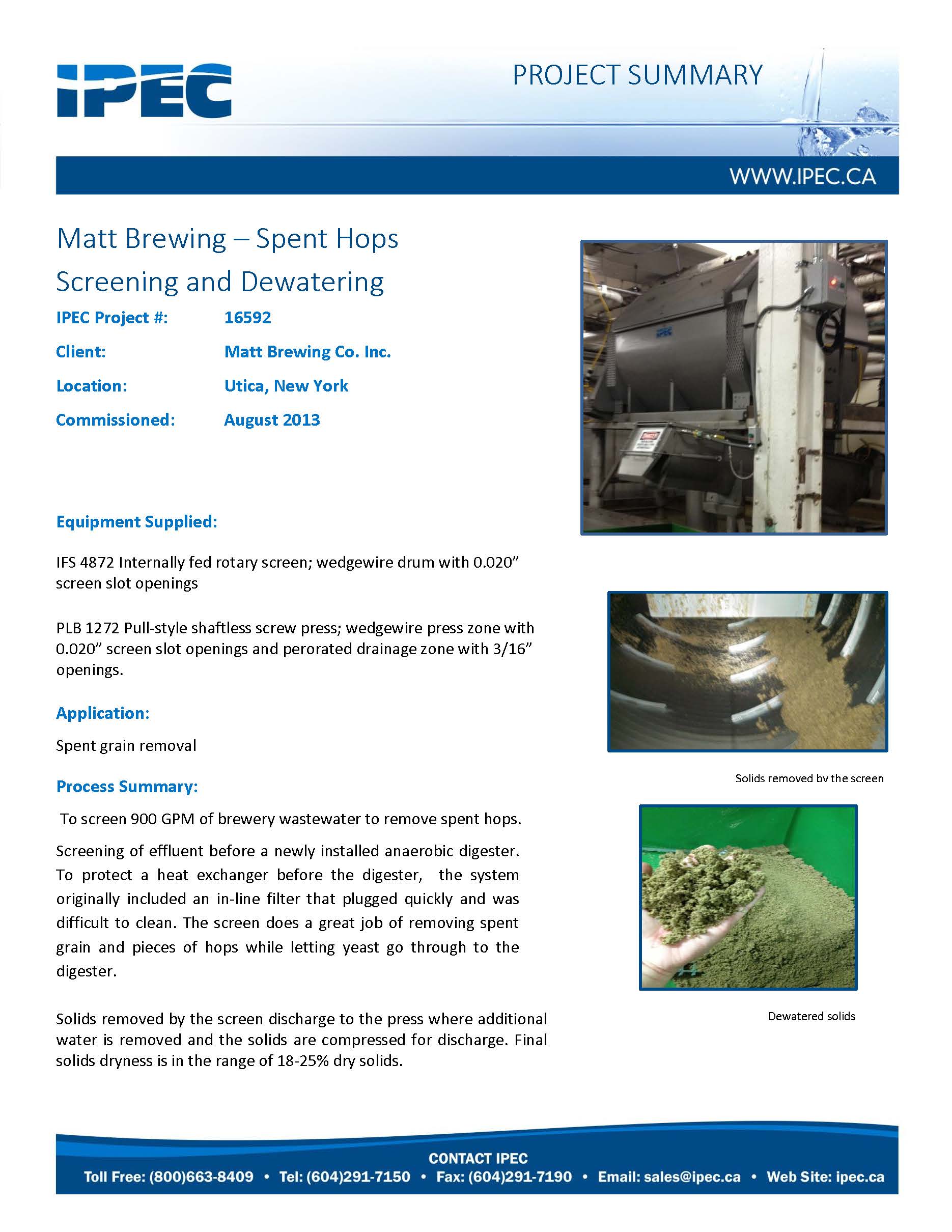 Case Study: Brewery Spent Hops Screening and Dewatering