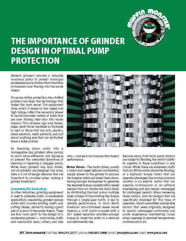 The Importance of Grinder Design in Optimal Pump Protection