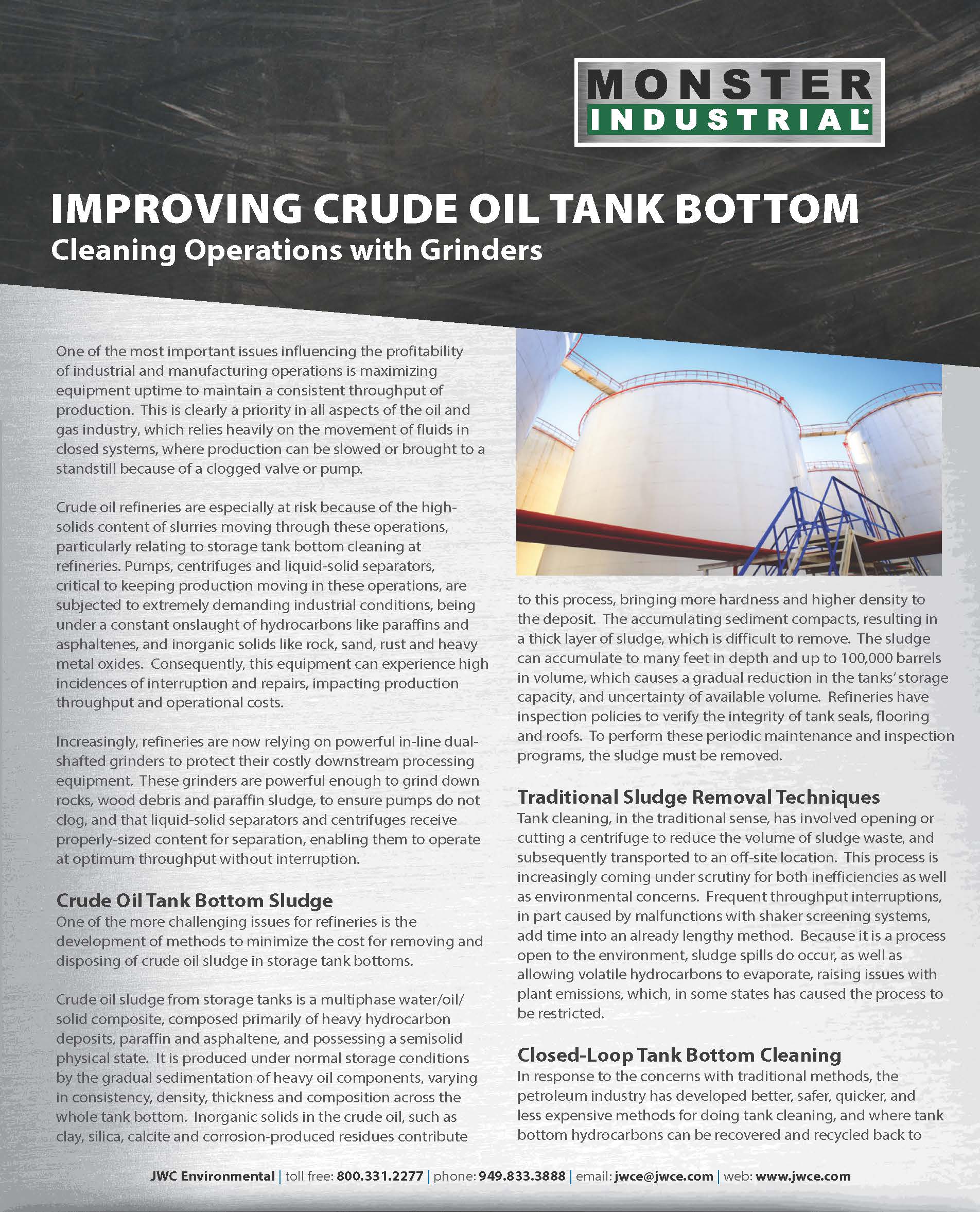Case Study: Improving Pump and Centrifuge Performance in Crude Oil Tank Bottom Cleaning