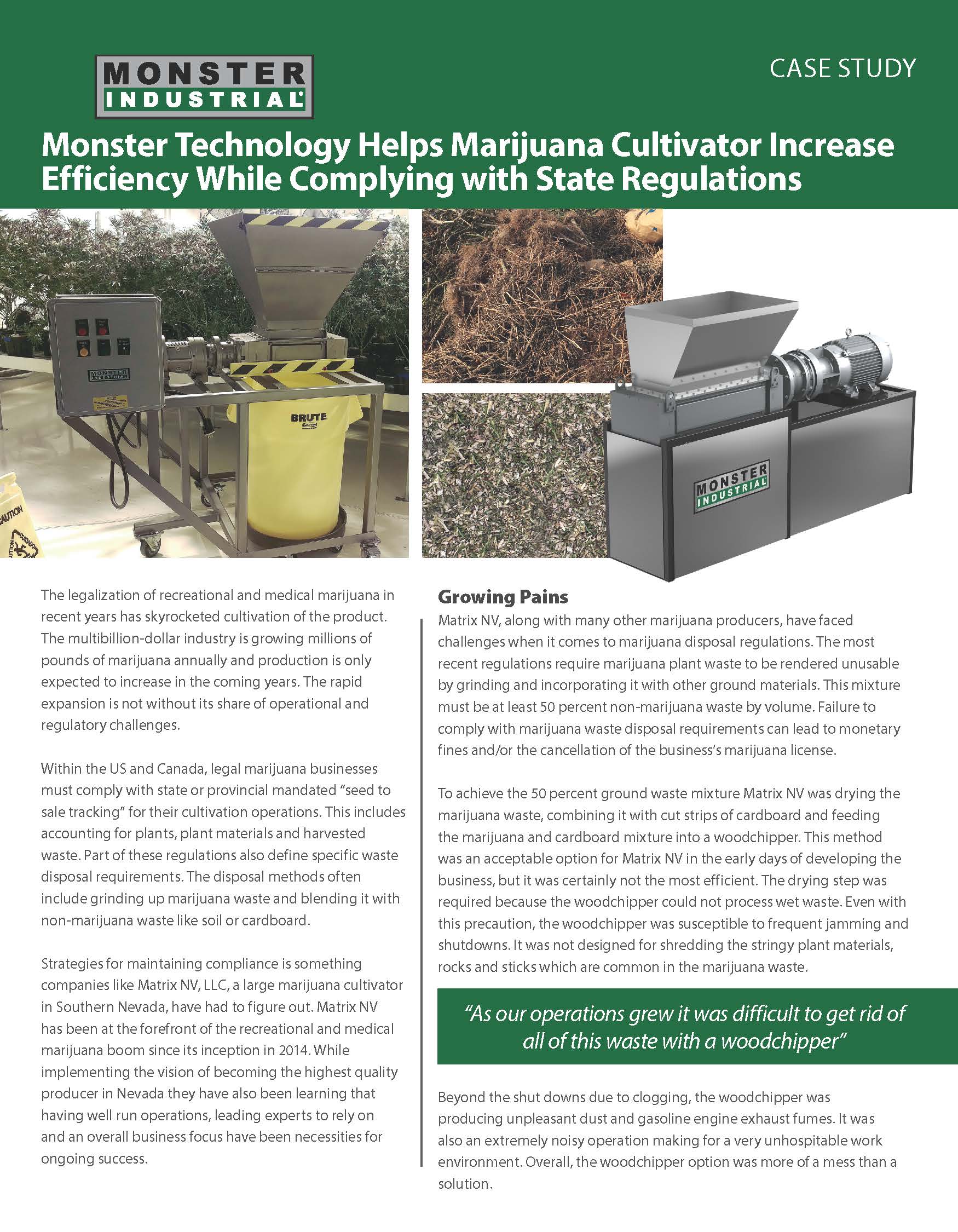 Case Study: Monster Technology Helps Marijuana Cultivator Increase Efficiency While Complying with State Regulations