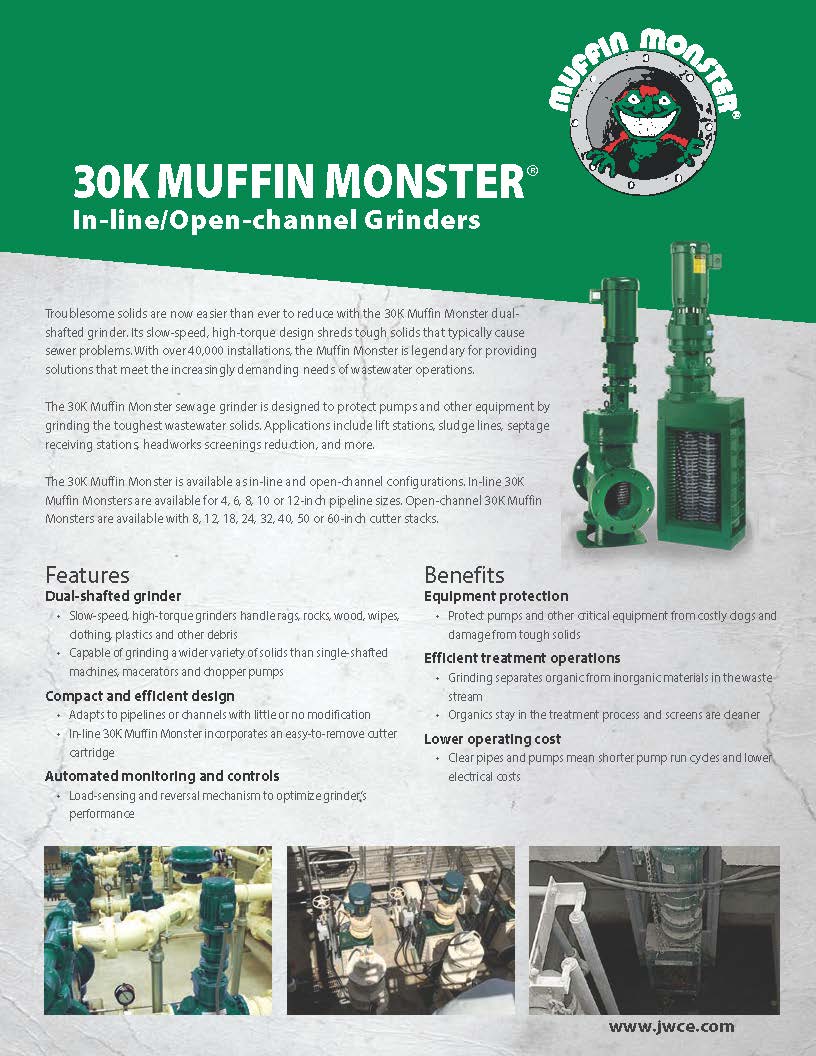 30K MUFFIN MONSTER In-line/Open-channel Grinders