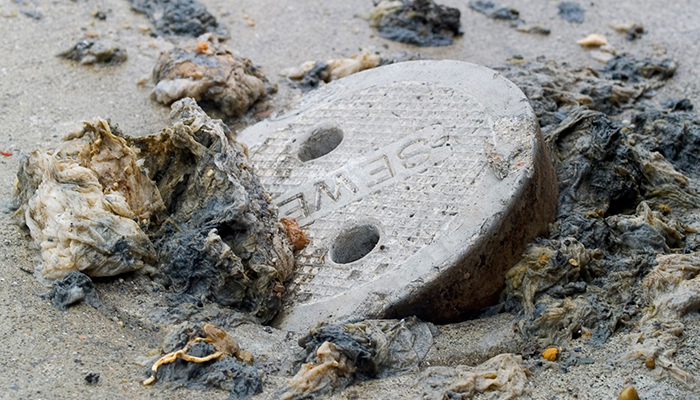 Sewer on beach