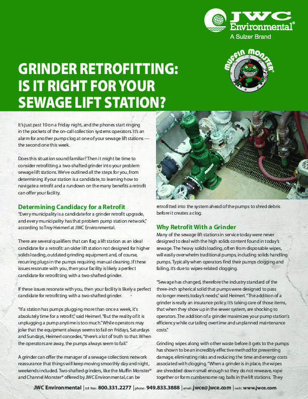 Grinder Retrofitting: Is it Right for Your Sewage Lift Station?