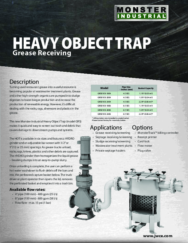 Heavy Object Trap Grease Receiving