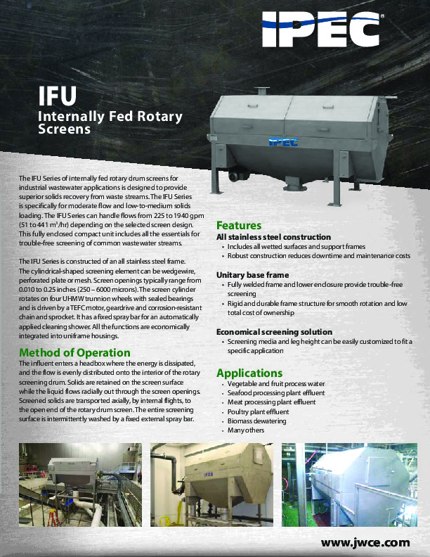 IFU Internally Fed Industrial Drum Screen