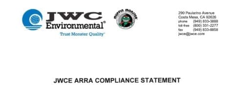 JWC ARRA Certificate Compliance Letter