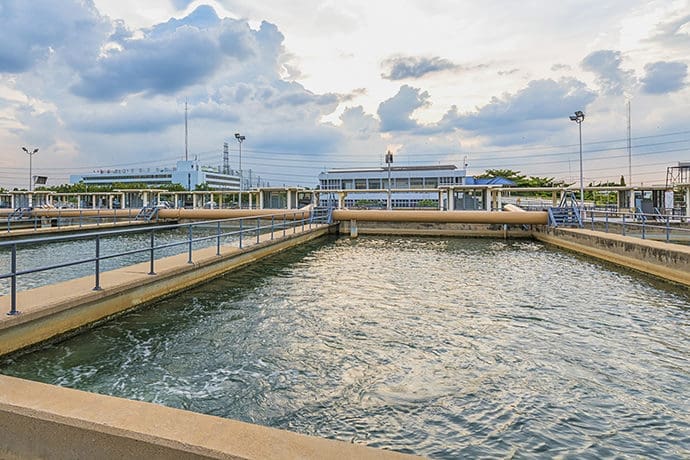 sand filtration tank at water treatment plant