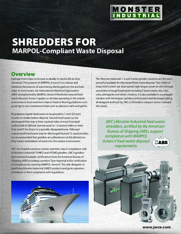 Shredders for MARPOL-Compliant Waste Disposal