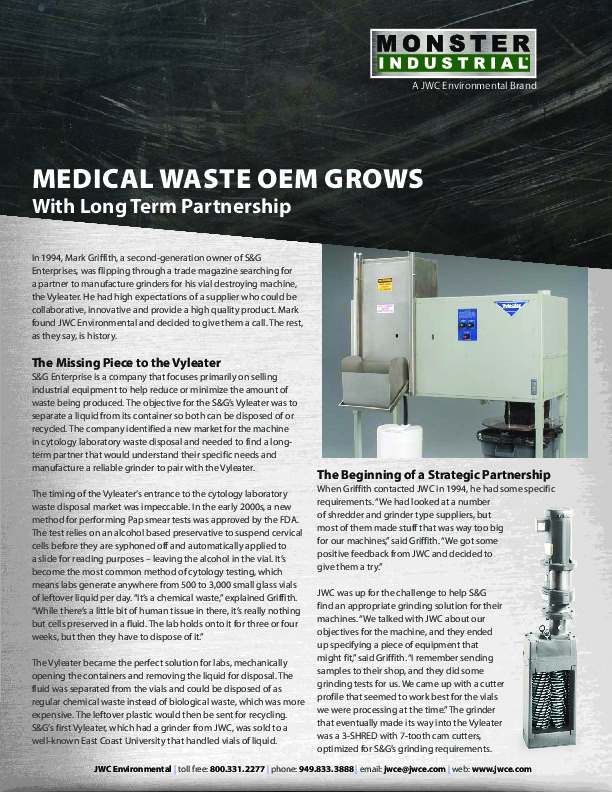 Medical Waste OEM Grows with Long Term Partnership